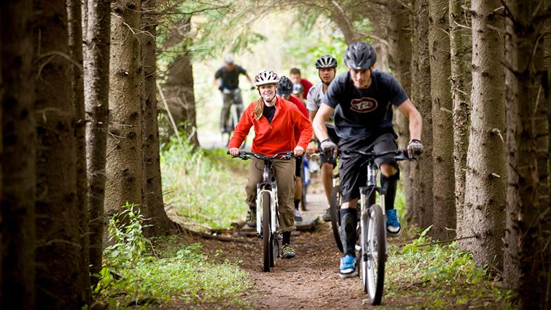 Biking in the woods